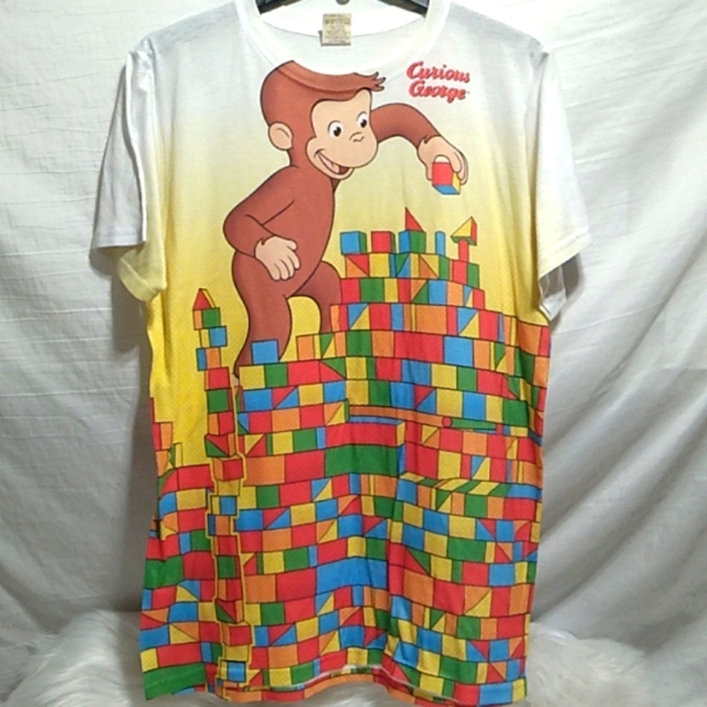 (BX49) LAST DROP! Curious George Vtg Building Blocks LogoVision Shirt Sz.L
